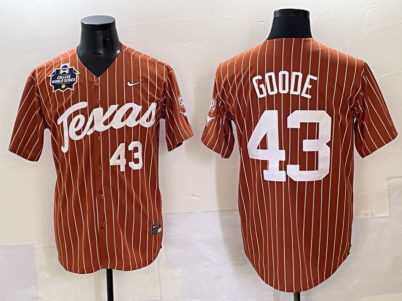 Men 2025 Texas Longhorns #43 Goode Brown stripe Joint Name Nike NCAA Jersey style 3->ncaa teams->NCAA Jersey